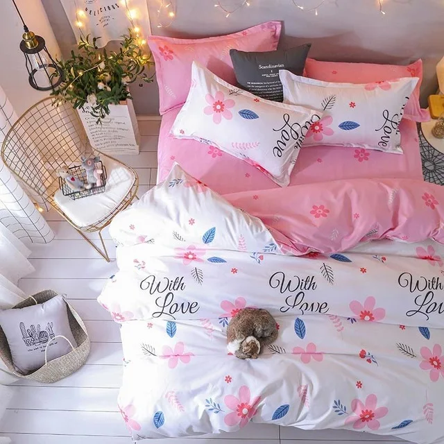 J Planet 4pcs Girl Boy Kid Bed Cover Set Duvet Cover Adult Child Bed Sheets And Pillowcases Comforter Bedding Set 2TJ-61017 - Цвет: 2TJ-61017-021