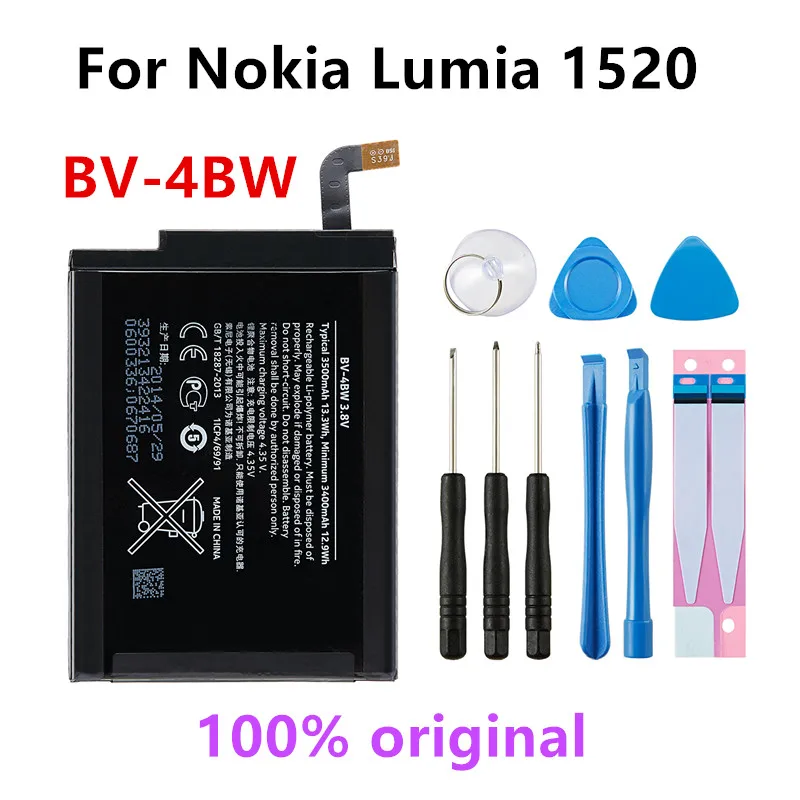 

Оригинальный телефон, 3500 мАч, запасная батарея для Nokia Lumia 1520 MARS Phablet BV-4BW Bea BV4BW, литий-полимерные батареи + Инструменты