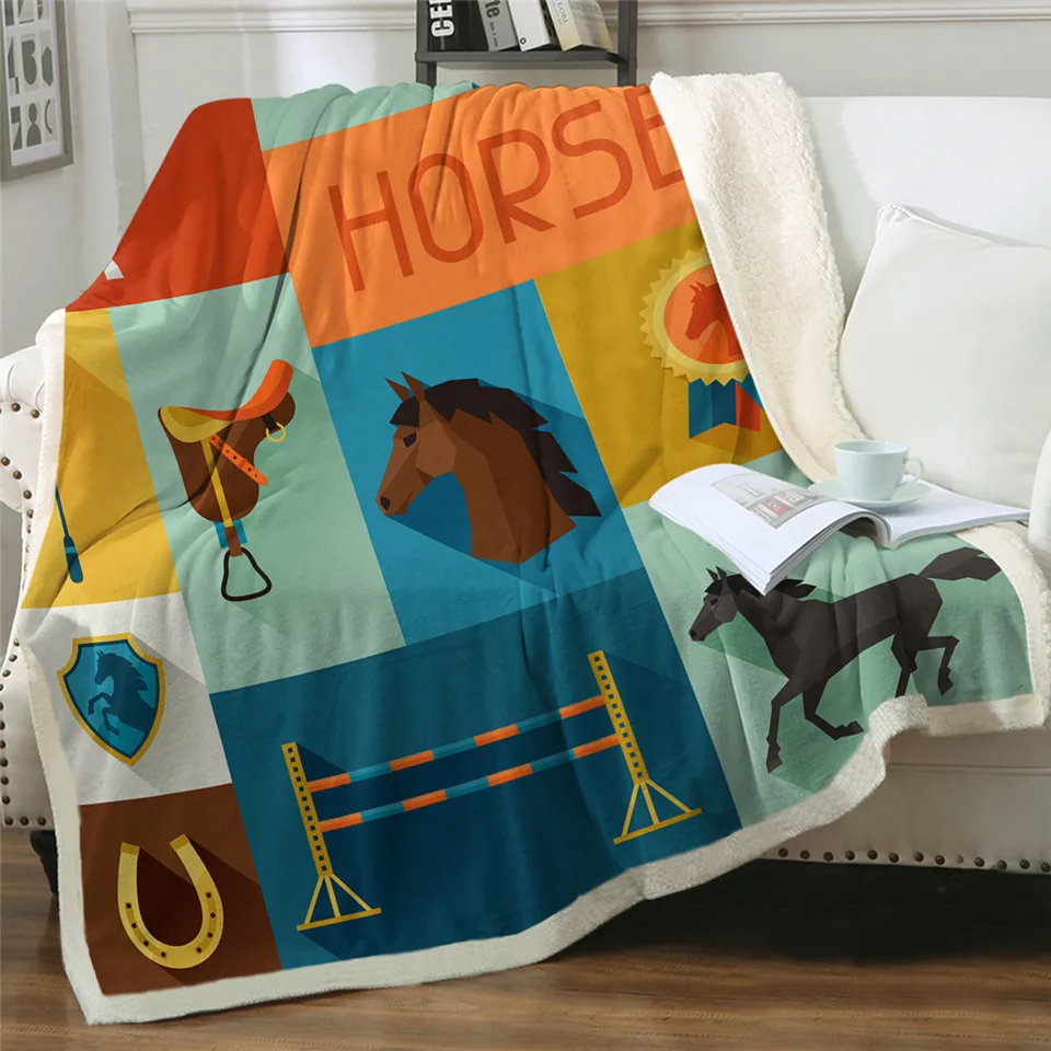 BeddingOutlet Animals Throw Blanket Equestrian Plush Bedspread England Tradition Horse Riding Linen Blanket Sports Bed Blanket