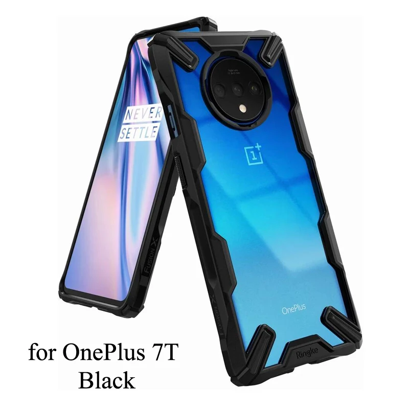 Ringke Fusion X для Oneplus 7T чехол двухслойный PC прозрачная задняя крышка и мягкая TPU Рамка гибридный сверхмощный защитный Камуфляжный цвет - Цвет: Black for Oneplus 7T