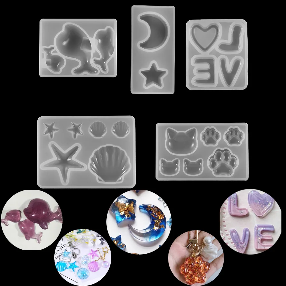 

1pcs Silicone Mould Moon Shell Cat Pendant Earrings Molds For DIY Handmade Epoxy Resin Mold Jewelry Making Finding Tools