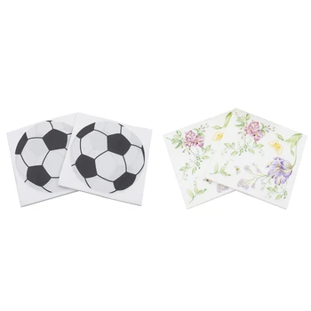 

200 Pcs Printed Feature Paper Napkins for Event Party Decoration Necessities-Football Printing & Color Printing
