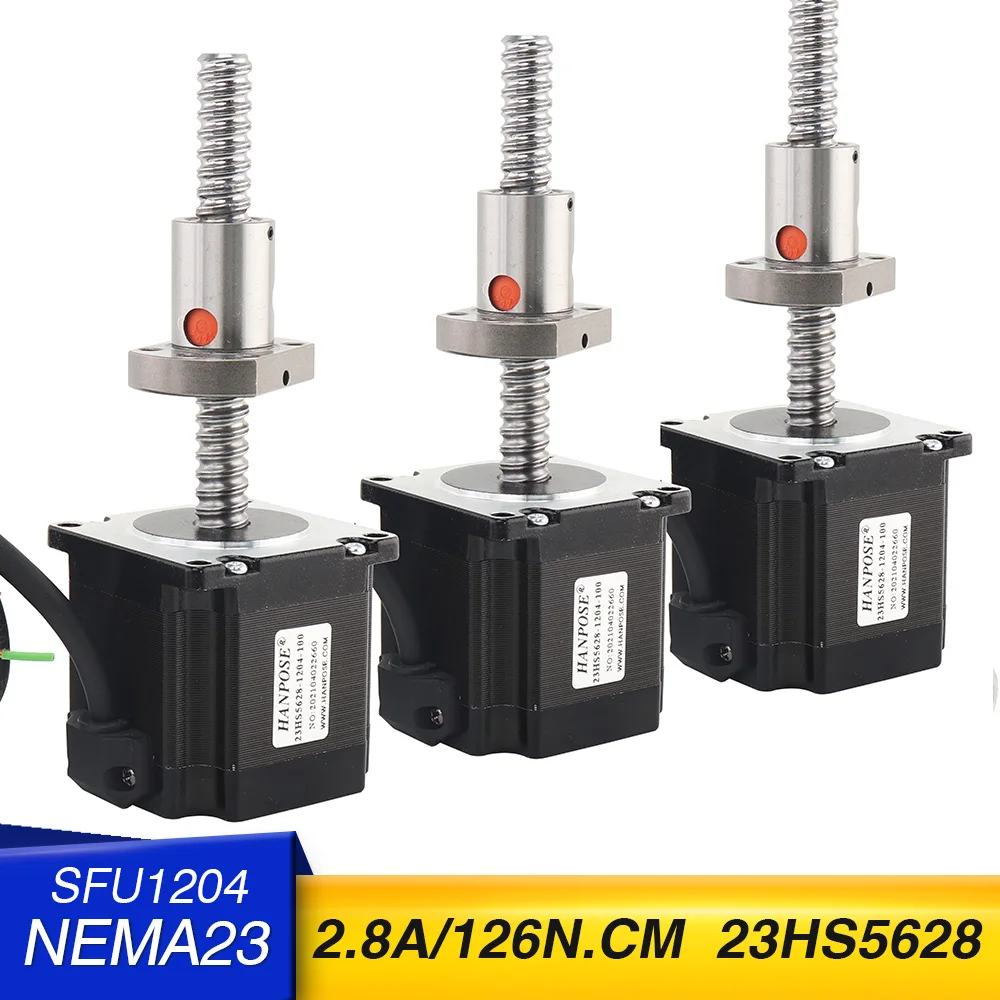 Шаговый электродвигатель 23hs5628 Nema 23 2 фазы 126N.cm с шариковым винтом sfu1204 для