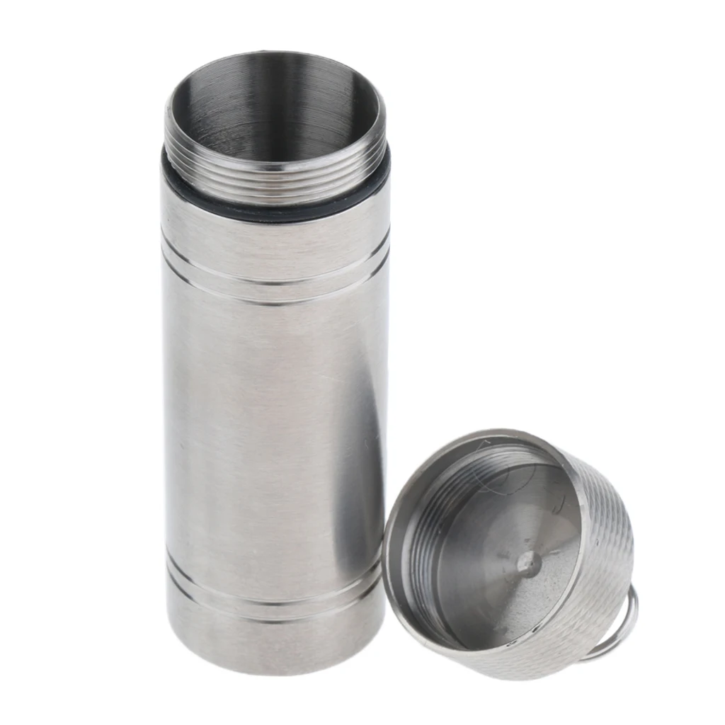 

Titanium Waterproof Pill Box Keychain Capsule Medicine Tablet Holder Bottle
