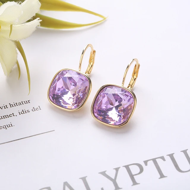 2021 New Design  Square Stones Earrings With French Hook Lever Back For Fashion Girls Wedding Gifts G371