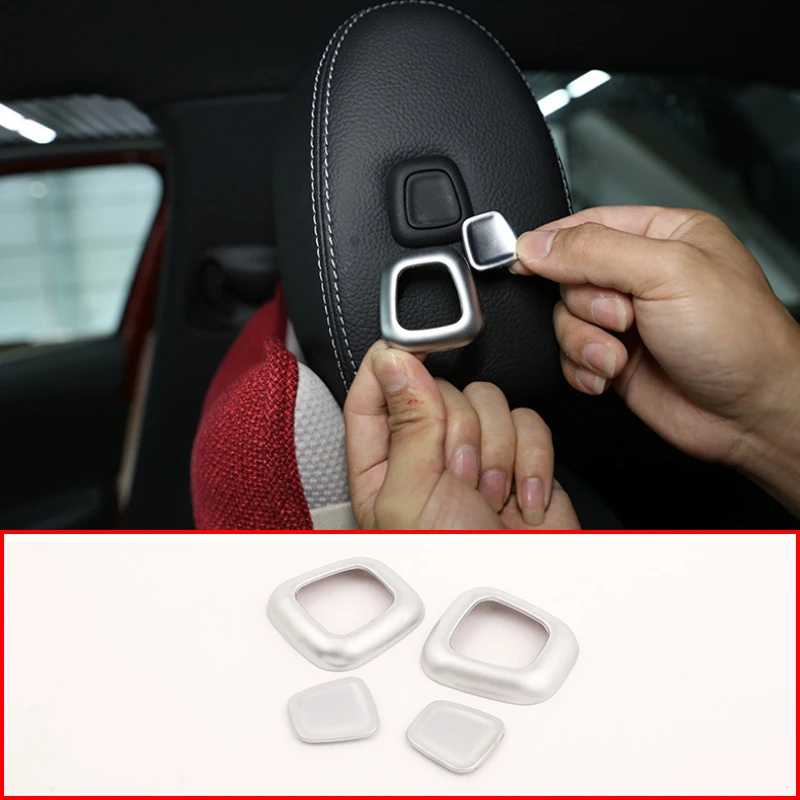 4pcs ABS Chorme Car Seat Headrest Adjust Switch Cover Sticker Decoration Accessories For Mercedes-Benz A Class 2019 Car Styling