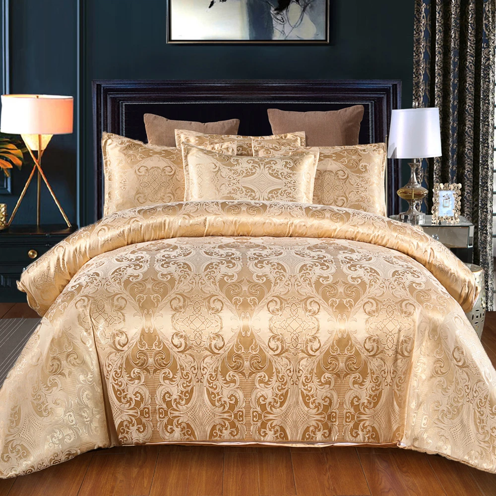 Роскошные шелковистые жаккардовые ткани пододеяльник подушки Shams набор один двойной Полный queen King Размеры одеяло постельные принадлежности