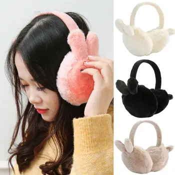 

Fashion Lovely Winter Women Soft Warm Faux Fur Rabbit Ear Foldable Earmuff Warm Outdoor Streetwear Clothing Accessory