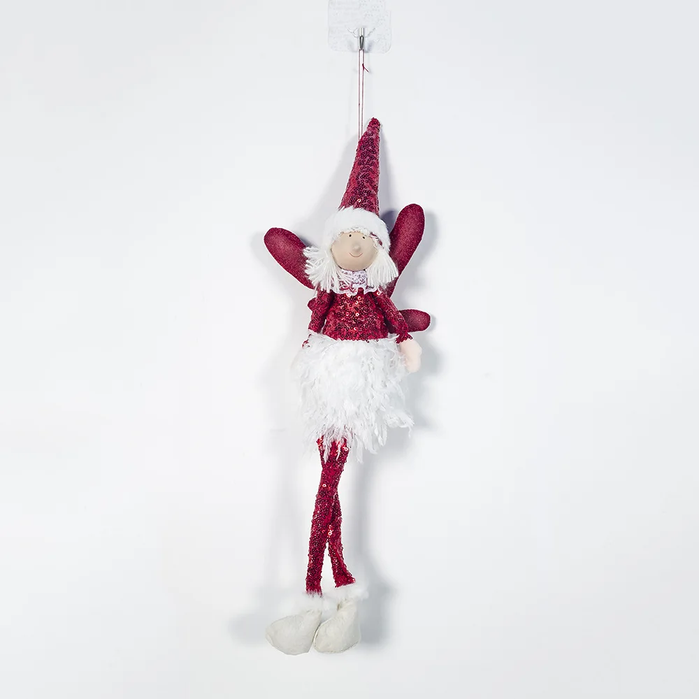 Блёстки перо Ангел девочка куклы рождественские игрушки декоративный, плюшевый Кукла Елочная игрушка в виде елочки кулон стол орнамент Рождественский подарок - Цвет: Red M