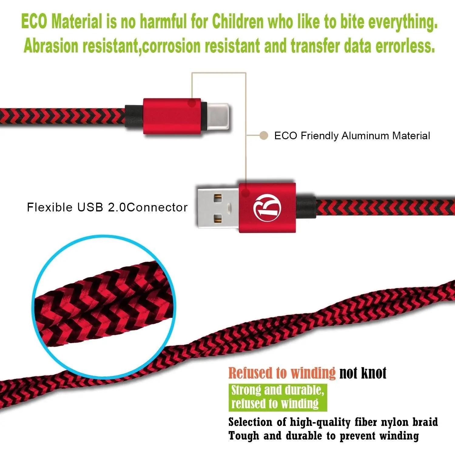 Кабель usb type C Мягкий Нейлоновый кабель для передачи данных с оплеткой USB samsung S9 S8