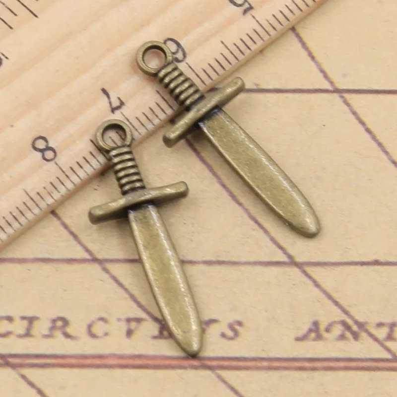 20 шт. Подвески Dagger Poniard 30x12x4 мм тибетские бронзовые Серебристые подвески поделки