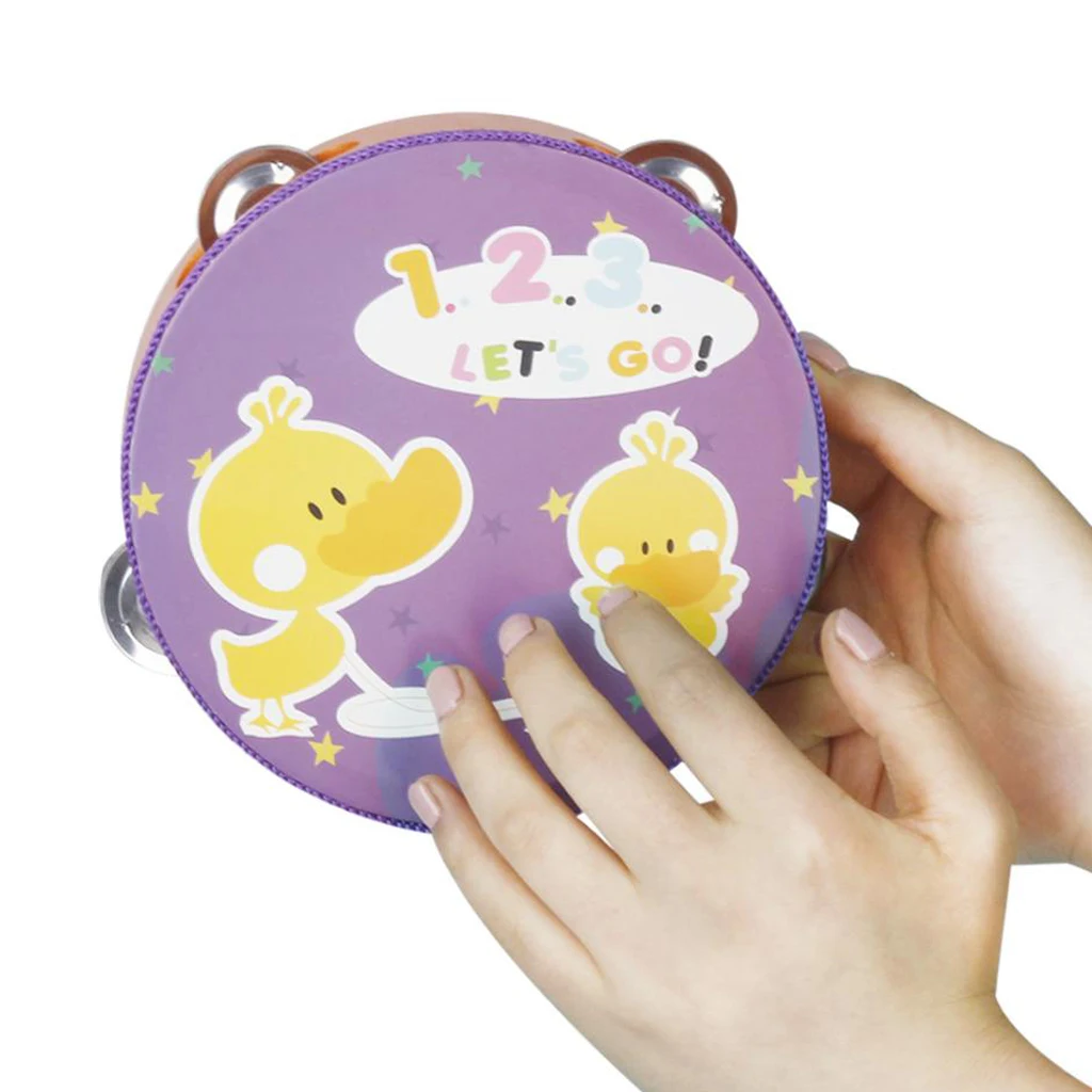 Cute Tambourine Hand Drum Percussion Instrument For Kids Baby Rattle Toys