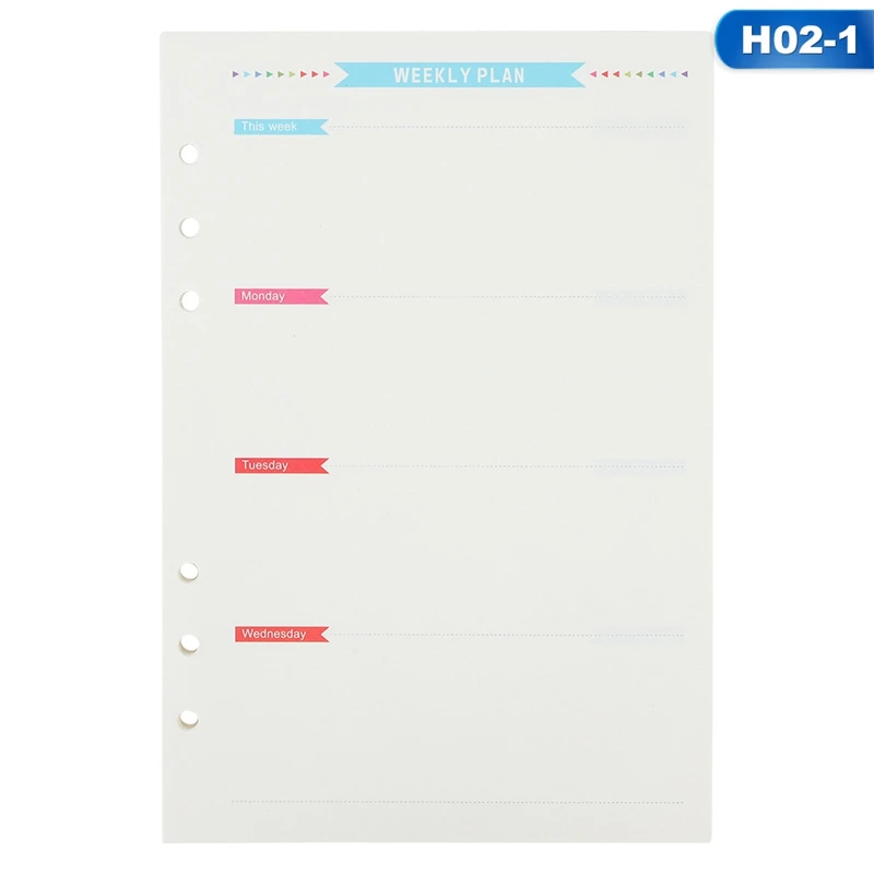 Дырочки россыпью лист 1 шт. планируйте сделать заправку внутренней Бумаги A5 A6 страницы записная книжка еженедельник ежемесячный блокнот планировщик