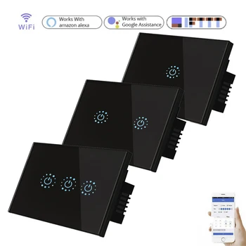 

wifi Smart wall Light touch Intelligent Switch 1 way Voice Control with clear Panel work w/ Alexa Google Home