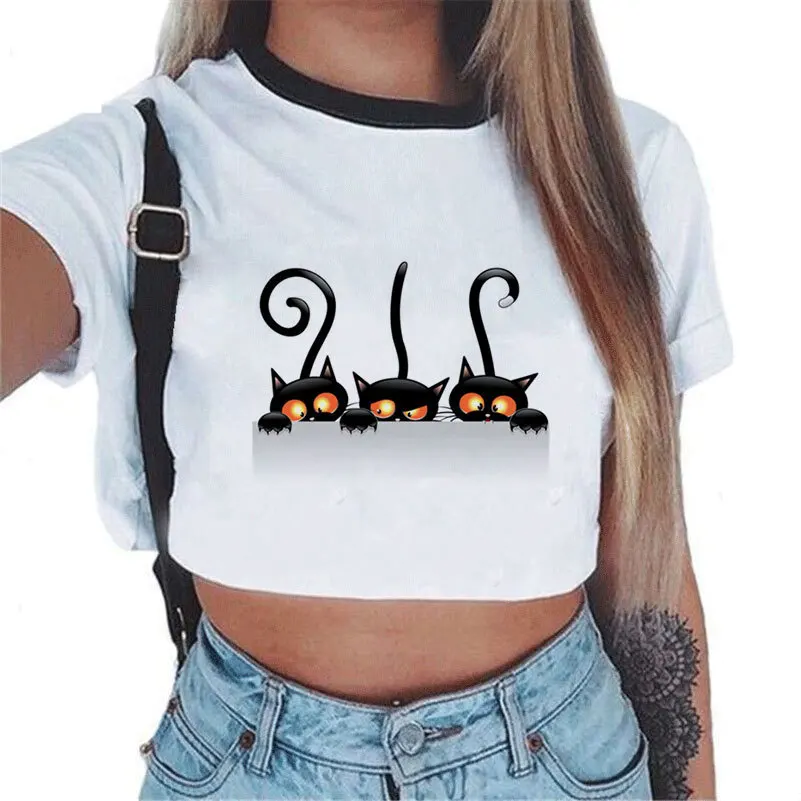 

Funny Cat Print Animal 3D T Shirts Women Short Sleeve Casual Summer Tees Harajuku Street Tops Comfortable Female Tshirt Clothing