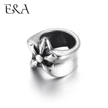 

Stainless Steel Large Hole Beads Ring Shaped with Star Floral Slide Bead Fit 8mm Leather Bracelet Jewelry Making DIY Supplies