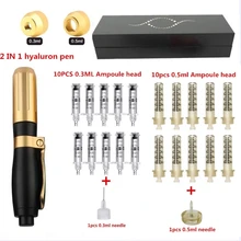 2 IN 1 New High Pressure Hyaluronic Pen 2 in 1 hyaluron Pen For Tattoo Tip hyaluron gun 0.3ml &0.5ml head