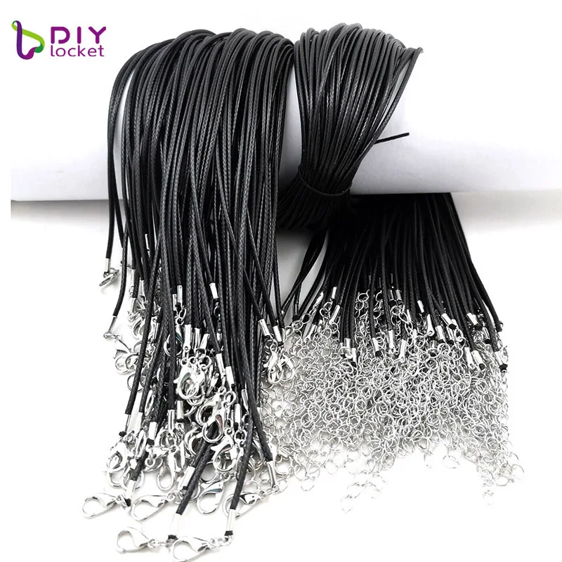 

Wholesale100pcs/lot Black Leather Cord Adjustable 50+5cm Rope Chain Necklace for DIY Jewelry Making Findings LSCH15