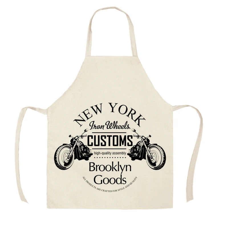 1Pcs Kitchen Apron American Style 19 Free Motorcycle Ride Die Printed Linen Aprons for Men Women Home Cleaning Tools WQ889