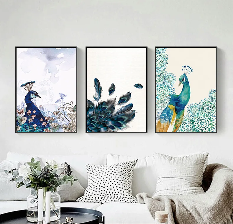 

Modern Beautiful Peacock And Feather HD Poster Print Canvas Painting Picture Home Wall Art Graffiti Bedroom Decoration Custom