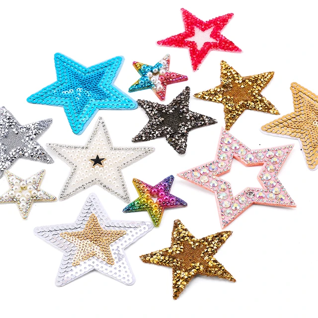 1pc Five-pointed Star & Rhinestone Decorative Fabric Patch (iron-on)