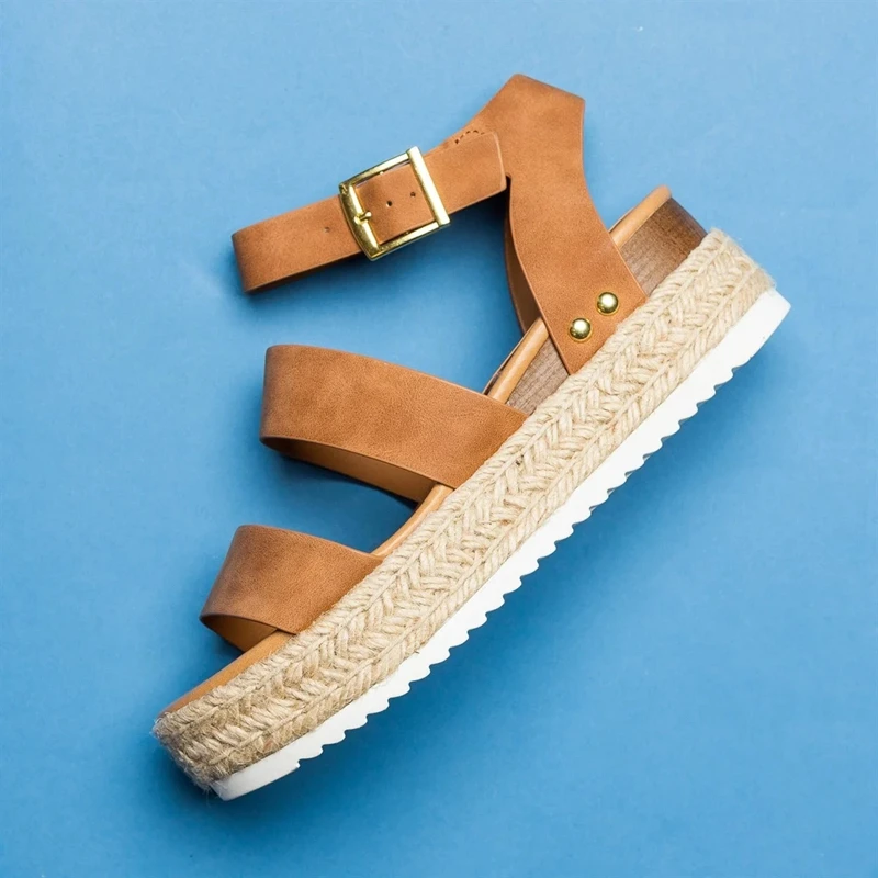 2020New Women's Solid Color Versatile Sandals Summer Breathable Fashion Casual Shoes Gladiator Roman Platform Shoes Travel Shoes