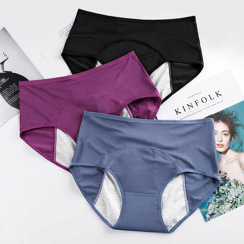 Bragas De Algodón Para Mujer - Pack De 3 Unidades, Transpirables Y A Prueba De Fugas - Colores Gris, Piel Y Morado