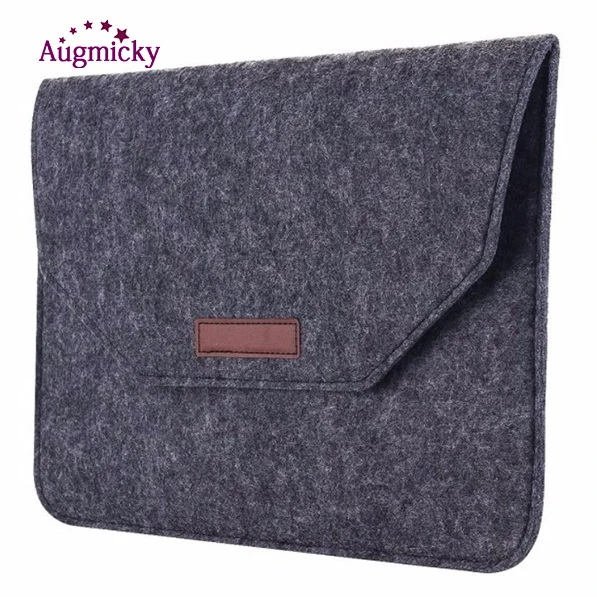 NEW Wool Felt Soft Sleeve Laptop Bag For Macbook Air Pro Retina 11 13 15 inch Notebook Tablet Carry Case Cover for HP Dell - Цвет: Black