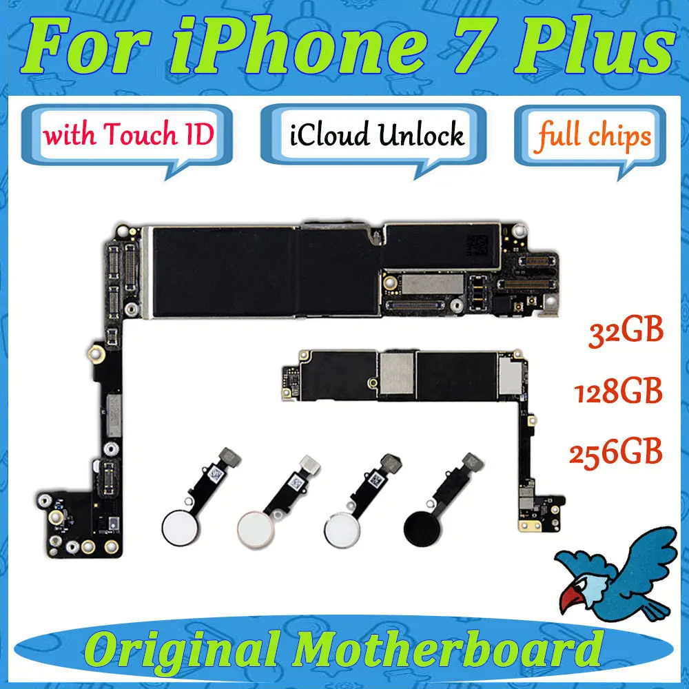 Полностью разблокированные платы для iPhone 7 Plus 5,5 дюймов материнская плата Touch ID 7 P материнская плата iCloud разблокировка 7plus материнская плата с чипами IOS