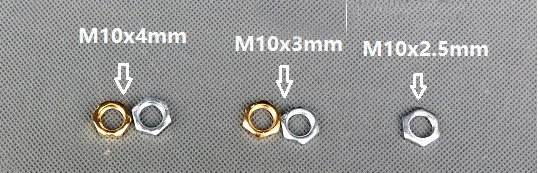 100Pcs/Lot, Golden Color M10 Inner Tooth Hexagonal Nut 2/3/4mm thick, Screw Nut, 10mm Hex Nuts, lighting hardware fittings