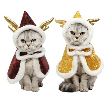 

Chinese Style Pet Dog Cat Warm Clothes Puppy Hooded Coat Dragon Cape Costumes Clothing For Small Dogs Cat Christmas Outfits