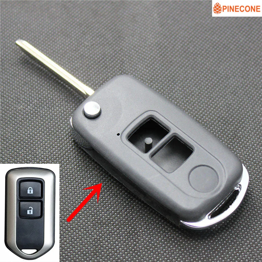 

PINECONE Key Fob Case for TOYOTA CAMRY PRADO HIGHLANDER YARIS VIOS Key 2 Button TOY43 Blade Repair Modified Remote Car Key Shell