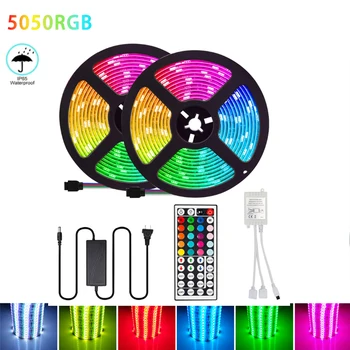 

LED Strip Waterproof 5050 SMD Flexible RGB Led Light Strip Home Decor 2M 5M 10M Tape Diode DC 12V With Remote Control Adapter
