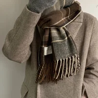 Plaid Long Scarf Winter Warm Cashmere Women Pashmina Foulard Bandana Scarves Female Luxury Hijab Tassel Shawl Wraps 2023 Pareo 1