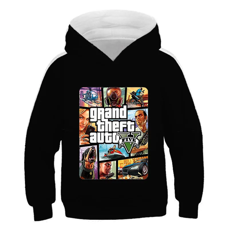 Детская толстовка с капюшоном для мальчиков принтом Grand Theft Auto Games GTA 5 свитер