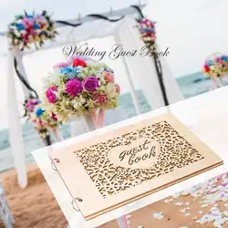 Деревянный «любящее сердце» с вырезами, книга для подписей посетителей романтичное украшение для свадьбы персонализированные Свадебный
