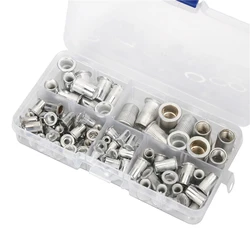 Ensemble d'écrous à tête plate en aluminium, 100 pièces, M3 M4 M5 M6 M8, Rivets d'insertion, taille mixte, ensemble d'outils de Rivet automatique Premium 