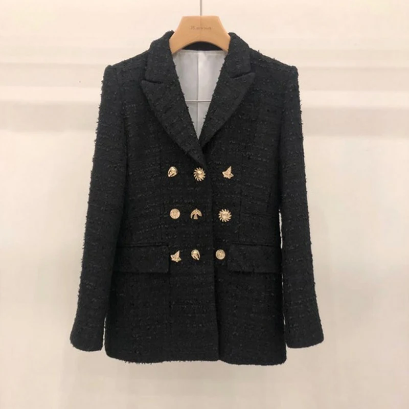 

Winter Ladies High Quality Fashionable Ladies Jacket Temperament Single-breasted Ladies Woolen Suit Blazer Loose Coat Female