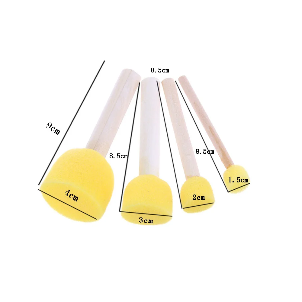 4 шт./компл. губка Краски кисти игрушки деревянная ручка печать Губка Щетки для детей рисунок Краски ing граффити кисти для школьных принадлежностей