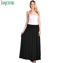 Женская длинная юбка с карманами, одноцветная удобная модная женская Свободная пляжная юбка, Повседневная дышащая женская юбка размера плюс