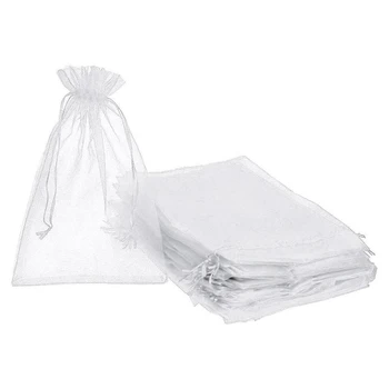 

Pack of 50 Organza Gift Bags 7.9 x 11.8 Inches Jewellery Drawstring Bags for Birthday and Wedding Party (White)
