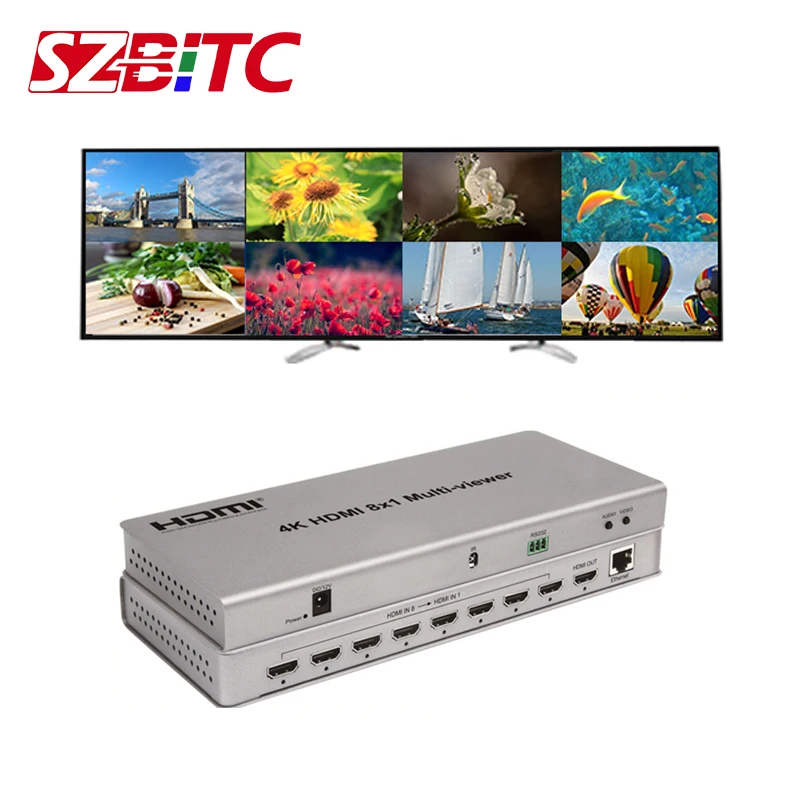 SZBITC 4K HDMI 8x1 переключатель с мультипросмотром 8 в 1 Разделитель дисплеем HD цифровой