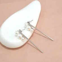 

Ear studs s925 sterling silver jewelry of women's simple and sweet pearl earrings a multi-wearing temperament ear accessory gift