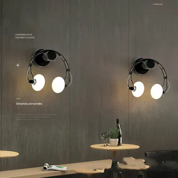 

Modern Bedside Wall Lamp Bedroom Glass Led Creative Aisle Balcony Light Children's Room Earphone Wall Lamp