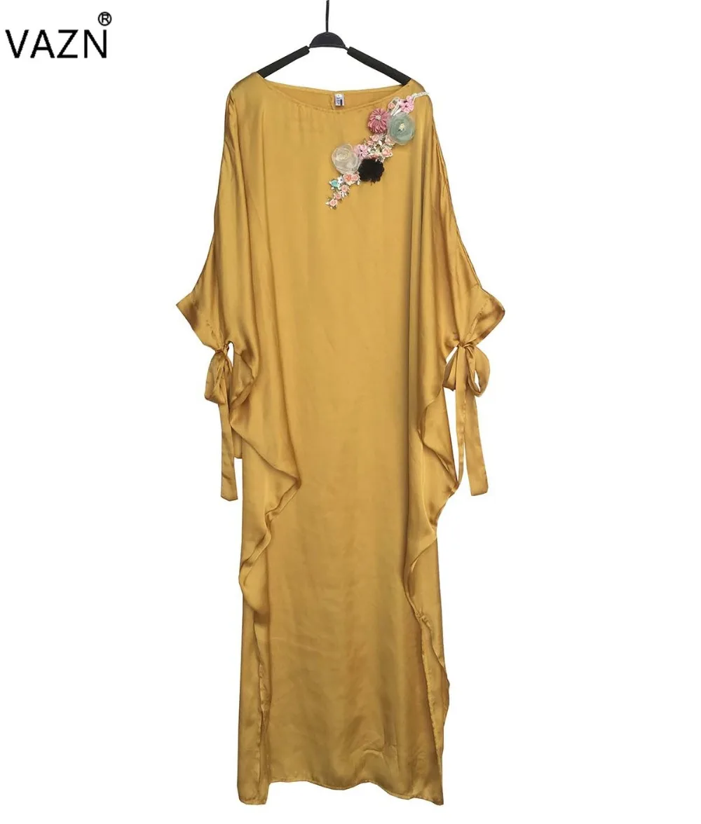 VAZN JN11 new special summer sexy lady 3colors floor-length dress half batwing sleeve loose dress lady indie folk new dress