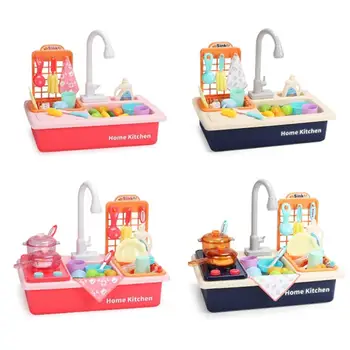 

Kitchen Sink Toys Electric Dishwasher Playing Toy Pretend Playing Set for Boys Girls