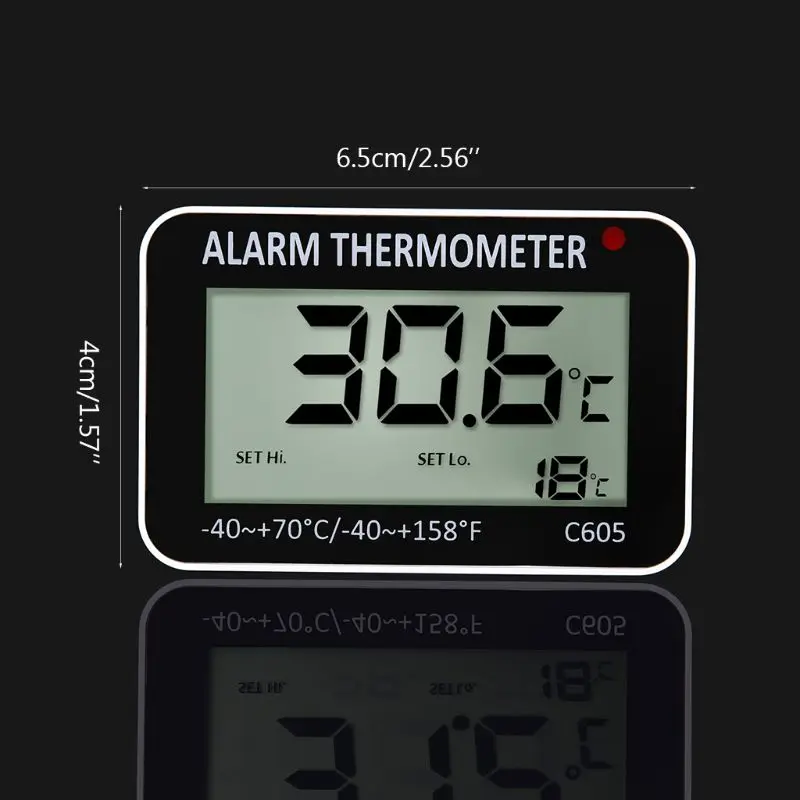 Hanging Magnetic Digital Alarm Thermometer for Fridge Freezer with High& Low Temperature Alarm Battery Included