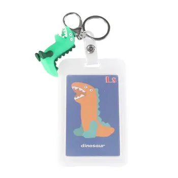 

1Pc Transparent Bank Credit Card Bag Holder Cute Dinosaur ID Bus Card Cover Keychain New