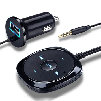 ハンズフリーの bluetooth レシーバーカーキット aux 3.5 ミリメートルオーディオアダプタワイヤレス A2DP 音楽プレーヤー 2.1A usb 車の充電器
