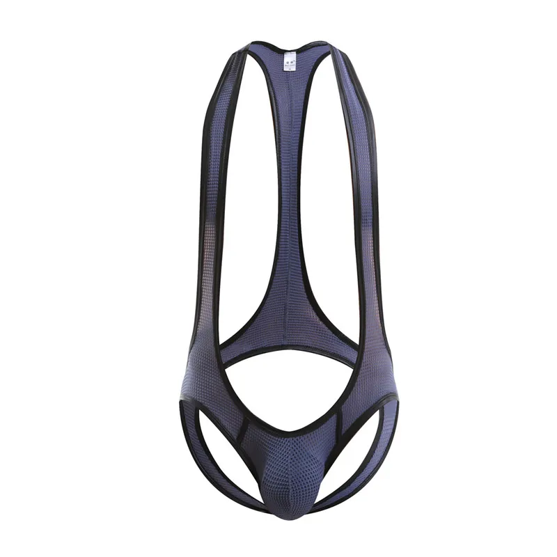 Sexy Mens Undershirts Jockstrap Lingere Mesh Penis Pouch Jumpsuits Leotard Wrestling Singlets Bodysuits Open Butt Gay Underwear